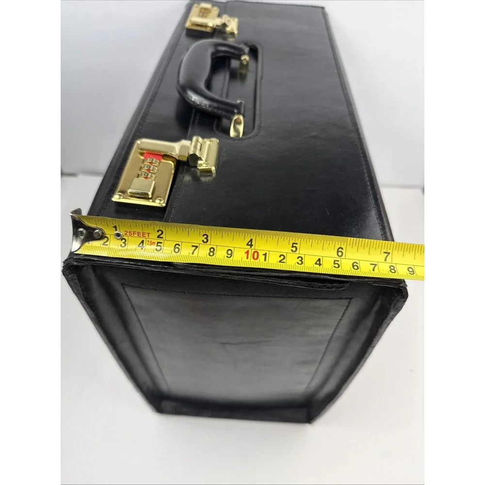 Vintage Pilot Case Catalog Briefcase Black Leather Combination Locks Attache New